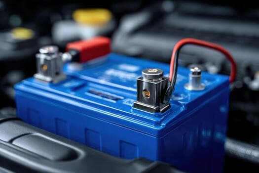 Close up of EV battery